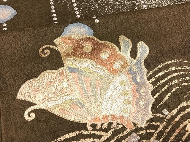 平和屋着物●豪華振袖　立波舞蝶文　暈し染め　金銀彩　正絹　逸品　AABI3056ph