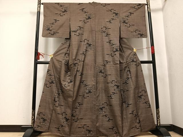 平和屋着物●本場大島紬　カタス9マルキ　風景文　大丸扱い　正絹　逸品　AABI3058ph