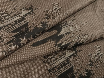 平和屋着物●本場大島紬　カタス9マルキ　風景文　大丸扱い　正絹　逸品　AABI3058ph