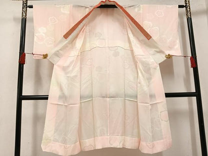 平和屋着物●長襦袢　無双仕立て　梅地紋　暈し染め　半衿刺繍　正絹　逸品　未使用　AABI3060ph
