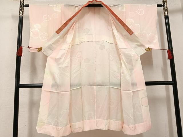 平和屋着物●長襦袢　無双仕立て　梅地紋　暈し染め　半衿刺繍　正絹　逸品　未使用　AABI3060ph