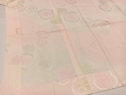 平和屋着物●長襦袢　無双仕立て　梅地紋　暈し染め　半衿刺繍　正絹　逸品　未使用　AABI3060ph