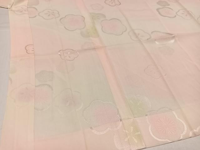 平和屋着物●長襦袢　無双仕立て　梅地紋　暈し染め　半衿刺繍　正絹　逸品　未使用　AABI3060ph