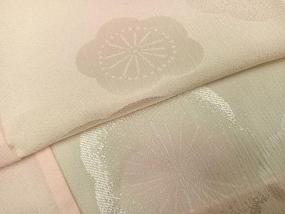 平和屋着物●長襦袢　無双仕立て　梅地紋　暈し染め　半衿刺繍　正絹　逸品　未使用　AABI3060ph