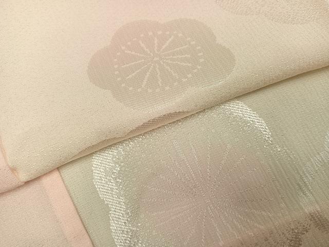 平和屋着物●長襦袢　無双仕立て　梅地紋　暈し染め　半衿刺繍　正絹　逸品　未使用　AABI3060ph