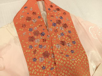 平和屋着物●長襦袢　無双仕立て　梅地紋　暈し染め　半衿刺繍　正絹　逸品　未使用　AABI3060ph