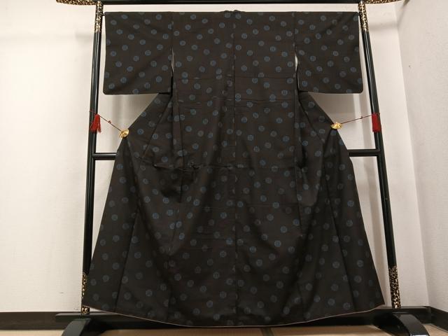 平和屋着物●本場大島紬　割込み絣　地空き　丸文　正絹　逸品　AABI3062ph