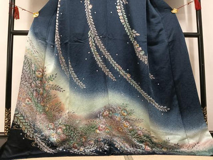平和屋着物●訪問着　辻が花　暈し染め　金彩　正絹　逸品　AABI3064ph