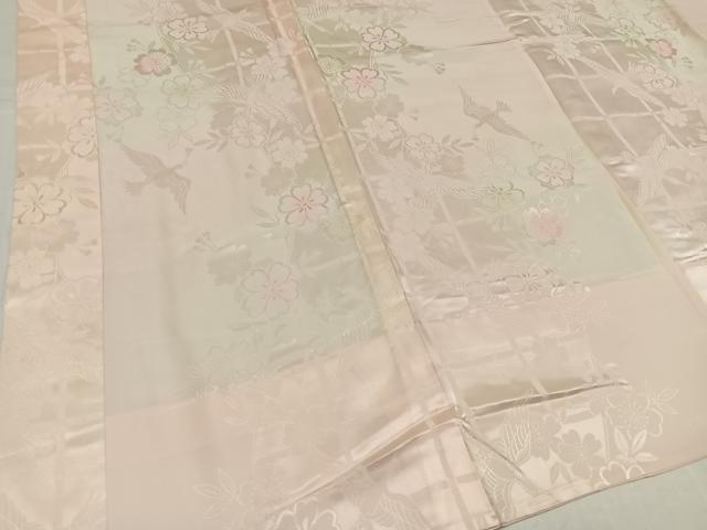 平和屋着物●振袖用長襦袢　無双仕立て　飛鶴花地紋　暈し染め　正絹　逸品　AABI3065ph