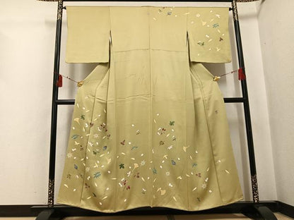 平和屋着物●訪問着　作家物　久祐　草花文　正絹　逸品　AABI3066ph