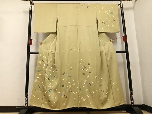 平和屋着物●訪問着　作家物　久祐　草花文　正絹　逸品　AABI3066ph