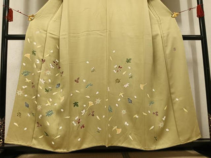 平和屋着物●訪問着　作家物　久祐　草花文　正絹　逸品　AABI3066ph