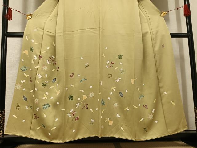 平和屋着物●訪問着　作家物　久祐　草花文　正絹　逸品　AABI3066ph