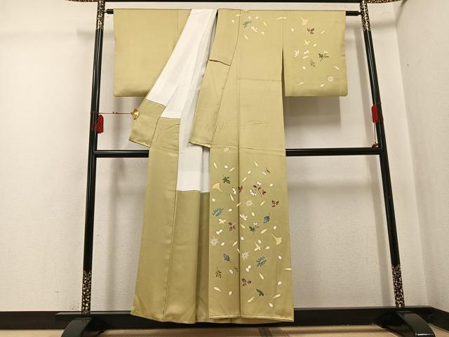平和屋着物●訪問着　作家物　久祐　草花文　正絹　逸品　AABI3066ph