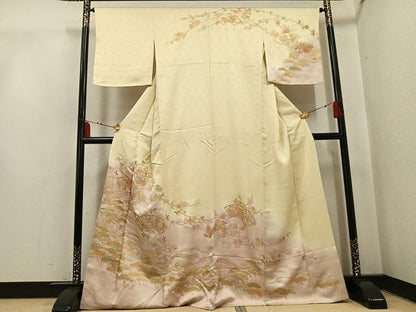 平和屋着物●訪問着　地紙枝花文　暈し染め　金彩　三越扱い　正絹　逸品　未使用　AABI3067ph