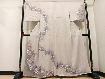 平和屋着物●訪問着　総絞り　花蝶文　染の近江　正絹　逸品　AABI3068ph