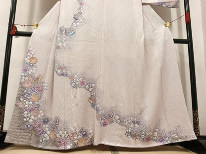 平和屋着物●訪問着　総絞り　花蝶文　染の近江　正絹　逸品　AABI3068ph