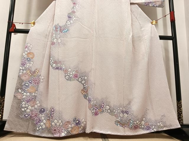 平和屋着物●訪問着　総絞り　花蝶文　染の近江　正絹　逸品　AABI3068ph