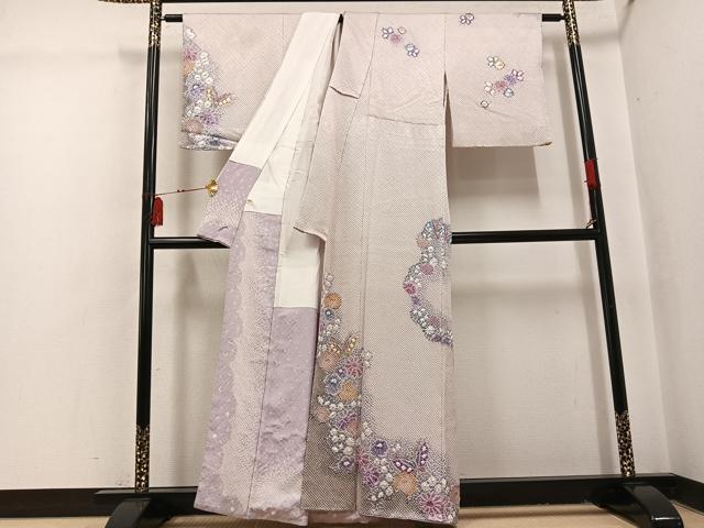 平和屋着物●訪問着　総絞り　花蝶文　染の近江　正絹　逸品　AABI3068ph