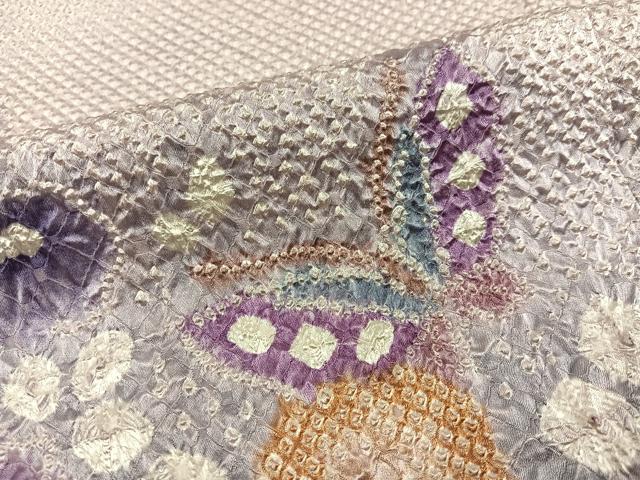平和屋着物●訪問着　総絞り　花蝶文　染の近江　正絹　逸品　AABI3068ph