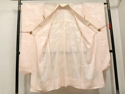 平和屋着物●振袖用長襦袢　無双仕立て　群れ鶴地紋　正絹　逸品　AABI3070ph