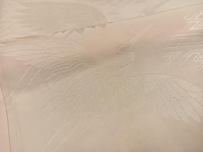 平和屋着物●振袖用長襦袢　無双仕立て　群れ鶴地紋　正絹　逸品　AABI3070ph