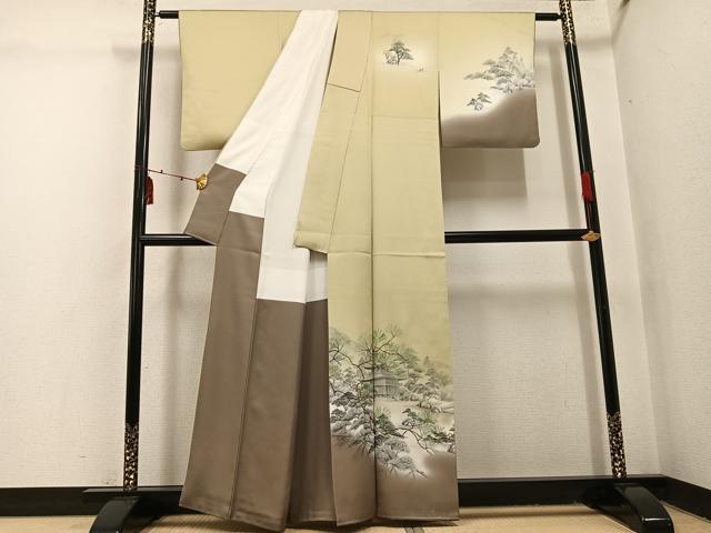 平和屋着物●訪問着　作家物　金閣寺　暈し染め　金彩　正絹　逸品　AABI3081ph