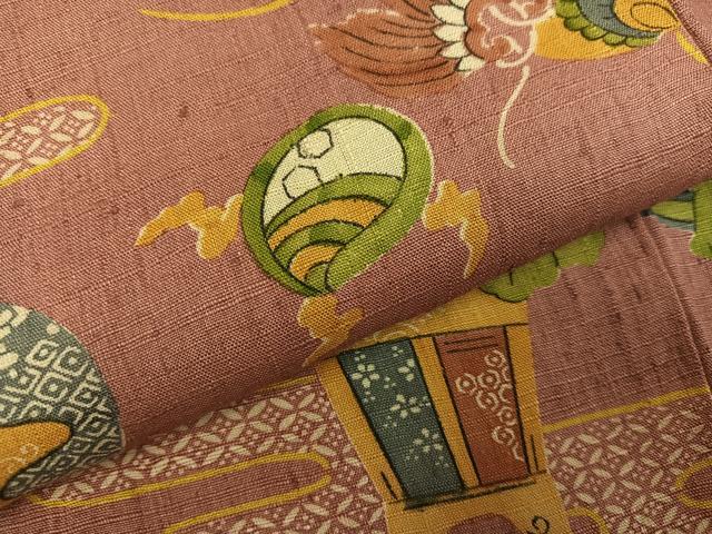 平和屋着物●上質な小紋　生紬　吉祥花文　正絹　逸品　AABI3082ph