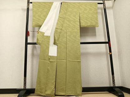 平和屋着物●上質な色無地　紋意匠　木蘭色　鈴乃屋扱い　正絹　逸品　未使用　AABI3084ph