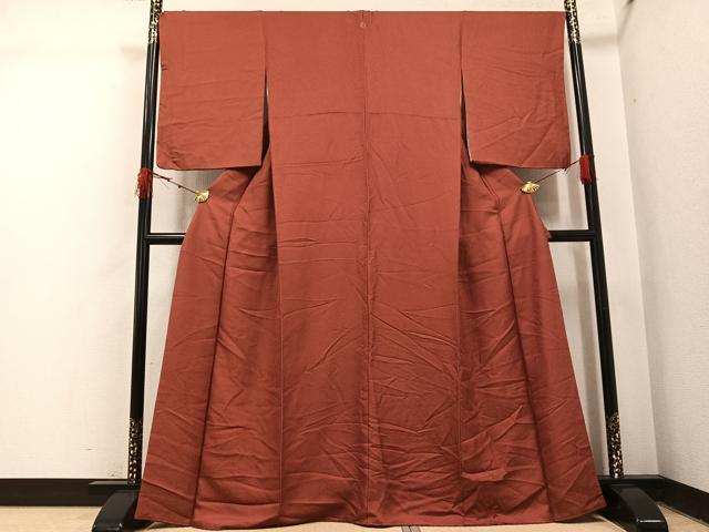 平和屋着物●上質な色無地　鳶色　ますいわ屋扱い　正絹　逸品　AABI3085ph