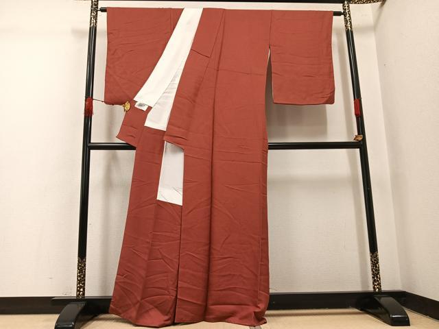 平和屋着物●上質な色無地　鳶色　ますいわ屋扱い　正絹　逸品　AABI3085ph