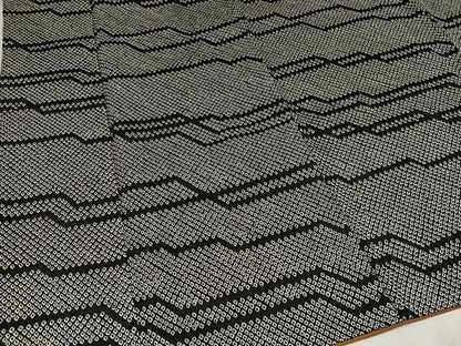 平和屋着物●上質な小紋　総絞り　幾何学文様　黒地　正絹　逸品　AABI3087ph