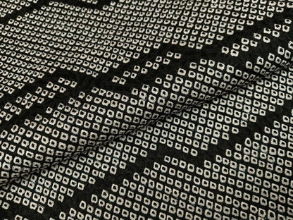 平和屋着物●上質な小紋　総絞り　幾何学文様　黒地　正絹　逸品　AABI3087ph