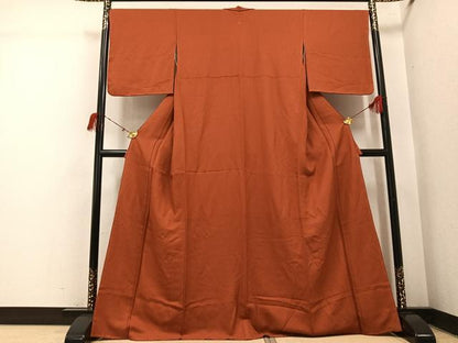 平和屋着物●上質な色無地　樺色　正絹　逸品　未使用　AABI3088ph