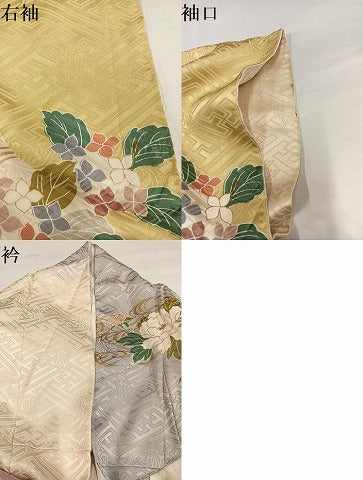 平和屋着物●訪問着　駒刺繍　草花文　暈し染め　金彩　正絹　逸品　AABI3091ph