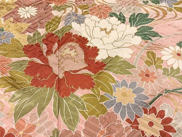 平和屋着物●訪問着　駒刺繍　草花文　暈し染め　金彩　正絹　逸品　AABI3091ph