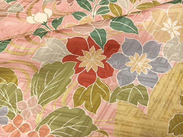 平和屋着物●訪問着　駒刺繍　草花文　暈し染め　金彩　正絹　逸品　AABI3091ph