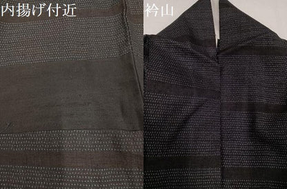 平和屋着物●本場結城紬　重要無形文化財　横段文　胴抜き仕立て　正絹　逸品　AABI3092ph