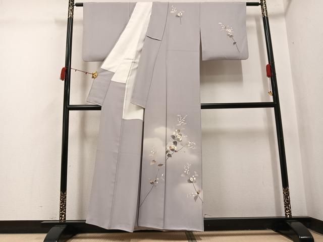平和屋着物●本加賀友禅作家　南克治　訪問着　枝花文　暈し染め　正絹　逸品　AABI3093ph