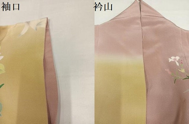 平和屋着物●豪華振袖　友禅　草花文　暈し染め　正絹　逸品　AABI3094ph
