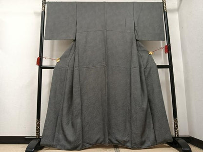 平和屋着物●江戸小紋　鮫小紋柄　黒地　正絹　逸品　AABI3096ph