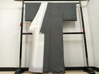平和屋着物●江戸小紋　鮫小紋柄　黒地　正絹　逸品　AABI3096ph