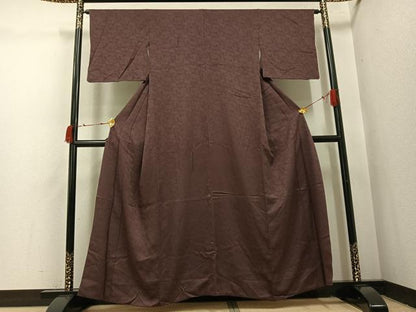 平和屋着物●上質な色無地　立波地紋　濃色　正絹　逸品　AABI3097ph