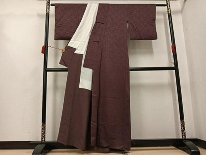 平和屋着物●上質な色無地　立波地紋　濃色　正絹　逸品　AABI3097ph
