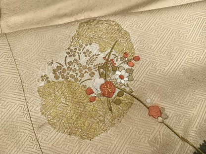 平和屋着物●訪問着　絞り　刺繍　枝花文　金彩　正絹　逸品　AABI3099ph