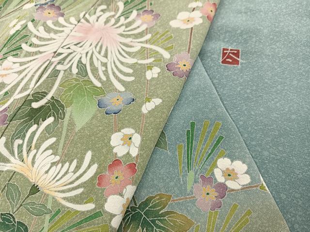 平和屋着物○訪問着 友禅 作家物 枝花文 暈し染め ロング