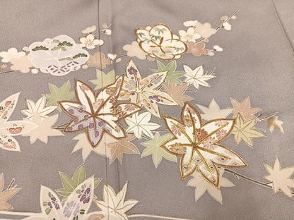 平和屋着物●訪問着　友禅　駒刺繍　松竹梅流水草花文　金彩　正絹　逸品　AABI3101ph