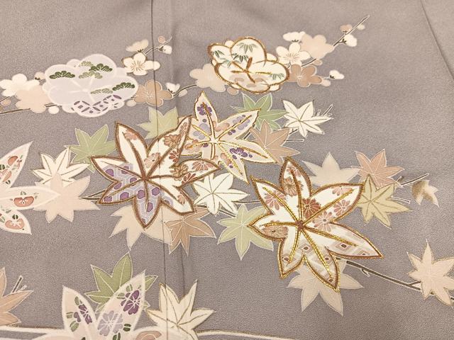 平和屋着物●訪問着　友禅　駒刺繍　松竹梅流水草花文　金彩　正絹　逸品　AABI3101ph