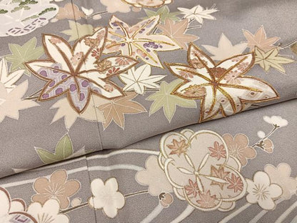 平和屋着物●訪問着　友禅　駒刺繍　松竹梅流水草花文　金彩　正絹　逸品　AABI3101ph