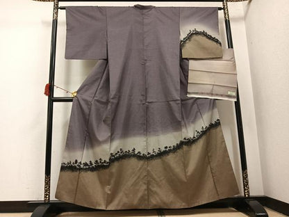 平和屋着物●小西秀樹　本場大島紬　染大島　訪問着　樹林文　暈し染め　さが美扱い　反端付き　正絹　逸品　AABI3103ph